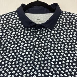 Grayson & Dunn Men’s Large Navy Floral Performance Golf Polo Shirt Stretch